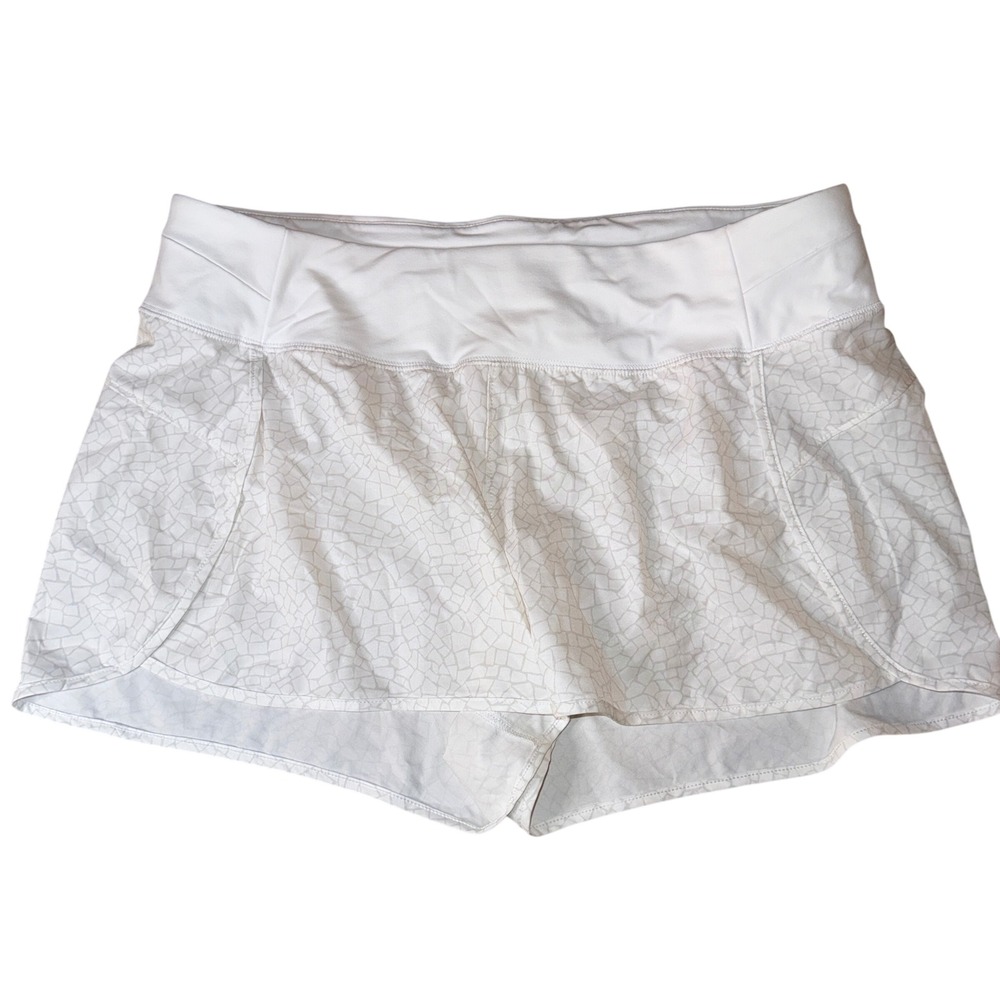 CALIA Running Shorts XL White Geometric Mosaic Print Stay The Path Activewear